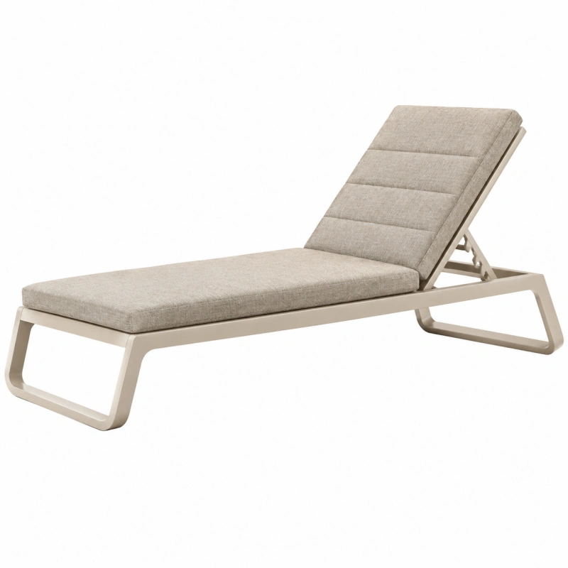 Lettino prendisole 195x65x92 cm in metallo beige reclinabile da esterno