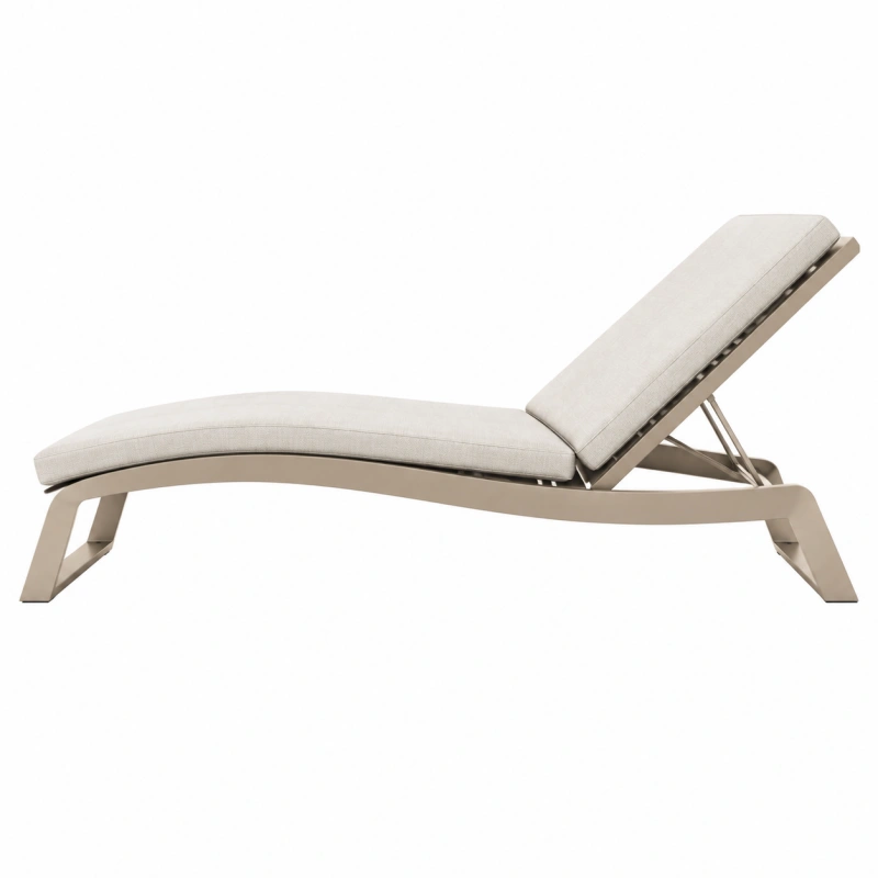 Lettino prendisole 200 x 70 x 85 cm in metallo e tessuto beige con schienale reclinabile