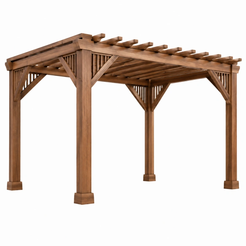 Pergola da giardino 300 x 300 x 230 cm in legno marrone - struttura ombreggiante con travi