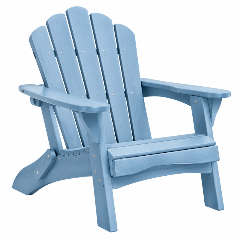 Sedia da giardino Adirondack 82 x 76 x 98 cm in legno azzurro con schienale inclinato