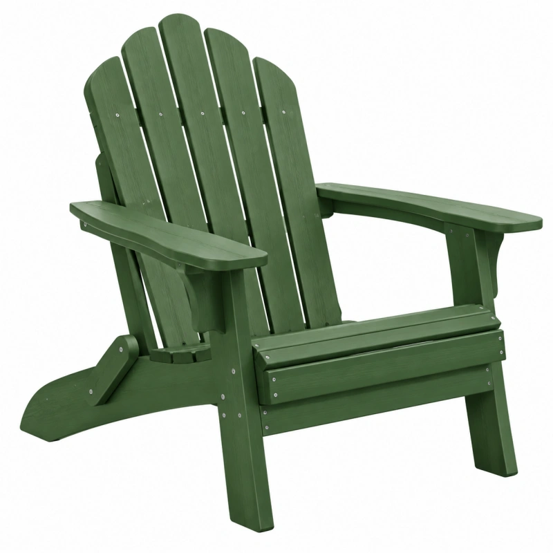 Sedia Adirondack da esterno 78 x 83 x 92 cm in legno verde con schienale inclinato
