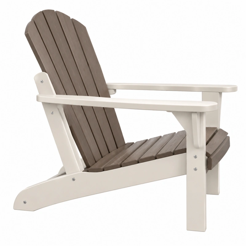 Sedia Adirondack da esterno 78 x 80 x 96 cm in plastica tortora e bianco