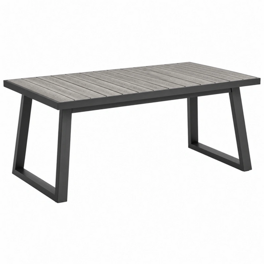 Tavolo da giardino 180 x 90 x 75 cm in legno e metallo grigio nero stile moderno